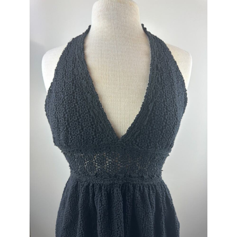 Free People So Sweetly Halter Mini Dress Crochet Black No Size Tag S *Read Desc - Picture 11 of 12